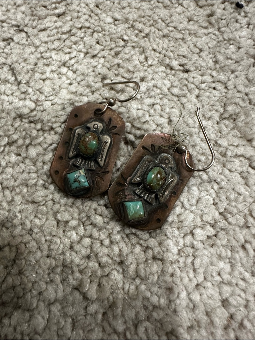 Handcrafted Turquoise Copper Drop Earrings - Southwestern Style